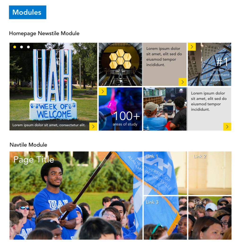 Interactive module samples for the U A H web design system