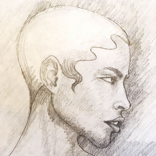 Pencil sketch of a woman's profile